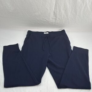 New Italic 100% Cashmere Joggers Sweatpants Drawstring Large Navy Blue
